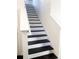 Stylish staircase featuring dark wood treads and crisp white risers and stringers, adding a modern touch to the home's interior at 1943 Fountains Dr, Kissimmee, FL 34744