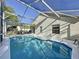 Inviting screened pool with a covered patio and dining set, perfect for outdoor entertaining and relaxation at 2316 Paulette Dr, Haines City, FL 33844