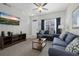 Comfortable living room features stylish furniture, a ceiling fan, and a television for relaxation at 2604 Lodi Cir # 103, Kissimmee, FL 34746