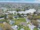 Wide aerial view showcasing the property within a residential neighborhood near a picturesque lake at 2776 Tropical Lake Dr, Kissimmee, FL 34741