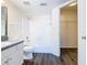Bathroom features a shower-tub combination and vinyl flooring and a closet at 4105 Tropical Isle Blvd # 222, Kissimmee, FL 34741