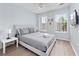 Comfortable bedroom with a queen-sized bed, modern decor, and natural light from two windows at 8517 Crystal Cove Loop, Kissimmee, FL 34747