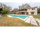 Backyard pool area features a large pool, screen porch and lush greenery at 9916 Jackson Rd, Leesburg, FL 34788
