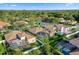 Bird's-eye view of a beautiful home featuring a screened-in pool and lush green landscaping in a quiet neighborhood at 10986 Ledgement Ln, Windermere, FL 34786