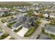 Stunning aerial view of a neighborhood with well-maintained homes, lush landscaping, and a lake in the background at 13831 Briand Ave, Orlando, FL 32827
