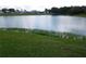 Lush backyard featuring vibrant green grass bordering a serene lake, ideal for nature lovers at 3007 Bransbury Ct, Kissimmee, FL 34747