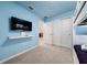 Themed bunk bedroom with built in TV and closet for additional storage at 4002 Lana Ave, Davenport, FL 33897