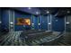 Community movie theatre with large screen, blue walls, and seating for residents at 1137 Drop Ln # 1137, Davenport, FL 33896