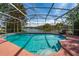 A beautiful screened in pool with views of the lake at 2150 Flintlock Blvd, Kissimmee, FL 34743