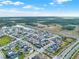 Breathtaking aerial view showcasing a picturesque community with modern homes, lush landscaping, and a tranquil lake at 3005 Crispin Cir, Harmony, FL 34773