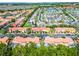 Expansive aerial view showcasing the community layout, surrounding greenery, and nearby lake at 4743 Vero Beach Pl, Kissimmee, FL 34746