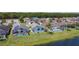 An aerial view of a residential community showcasing backyard pools, lanais, and well-manicured lawns at 529 Eagle Pointe N, Kissimmee, FL 34746