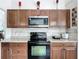 Beautiful kitchen with stainless steel microwave and stylish backsplash at 529 Eagle Pointe N, Kissimmee, FL 34746