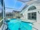 Private screened-in pool area with scenic water views, comfortable seating, and a serene ambiance at 529 Eagle Pointe N, Kissimmee, FL 34746