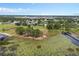 Aerial view showcasing waterfront property with dock, lush greenery, and community at 6132 Waterfield Way, St Cloud, FL 34771