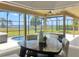 Enclosed dining room featuring a stunning pool view, ceiling fan and modern dining furniture at 6132 Waterfield Way, St Cloud, FL 34771