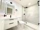 Stylish bathroom with floating vanity, led mirror, and updated shower at 817 Clay Blvd, Eustis, FL 32726