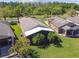 An aerial view of the backyard, featuring well-kept landscaping and a screened-in patio at 238 Acadia Dr, Poinciana, FL 34759