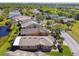 An aerial view capturing beautiful homes and landscaping in a well-planned community with a scenic pond at 238 Acadia Dr, Poinciana, FL 34759