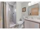 Bathroom with a shower and tub combo, plus a vanity with drawers and sink at 3161 Britannia Blvd # A, Kissimmee, FL 34747