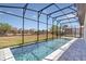 Relax in this backyard pool, fully screened and surrounded by green lawns and distant houses at 362 Villa Sorrento Cir, Haines City, FL 33844