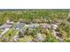 Aerial shot of multiple homes, revealing their well-maintained yards and mature trees in a serene neighborhood at 4873 Old Oak Trl, St Cloud, FL 34771