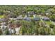 An aerial view highlighting homes with pools in a tranquil neighborhood with tree-lined streets and landscaping at 4873 Old Oak Trl, St Cloud, FL 34771