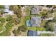 An overhead view reveals a beautiful home with a screened pool, nestled among mature trees at 4873 Old Oak Trl, St Cloud, FL 34771