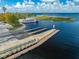 Scenic boat dock with a charming paddle boat on a picturesque lake under a blue sky at 815 Kentucky Ave, St Cloud, FL 34769