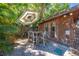 Cozy outdoor patio features a seating area, privacy fence, and a charming building with double doors at 815 Kentucky Ave, St Cloud, FL 34769