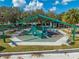 Aerial view of shaded playground featuring slides, climbing structures, and picnic benches at 815 Kentucky Ave, St Cloud, FL 34769