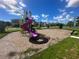 View of the community playground showing climbing structure with slides and swings, plus lush green grass at 8817 Cruden Bay Ct, Davenport, FL 33896