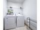 Convenient laundry room with white washer and dryer units and wire shelving for storage at 105 Winchester Ln, Haines City, FL 33844