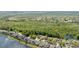 Aerial view featuring homes near a lake and a green landscape at 2958 Sunset Vista Blvd, Kissimmee, FL 34747