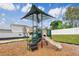 Community playground with a slide, climbing structure, and shaded seating area provides outdoor recreation at 804 Blue Creek Dr, Haines City, FL 33844