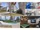 Collage of exterior views, pool, kitchen, bunk beds, and entertainment center showcases different house features at 1057 Castle Pines Ct, Reunion, FL 34747