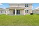 View of the backyard and covered patio area, ideal for outdoor entertaining and relaxation at 1130 Olivine Ave, Dundee, FL 33838