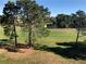 A view of the community golf course and pond surrounded by trees at 14049 Fairway Island Dr # 127, Orlando, FL 32837