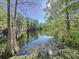 Picturesque pond view framed by trees, showcasing the community's natural beauty and serene atmosphere at 4858 S Semoran Blvd # 2108, Orlando, FL 32822