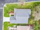 Aerial view showcasing roof, patio, and backyard landscaping of a well-maintained residential property at 501 Heartwell Dr, Poinciana, FL 34759