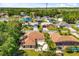 Aerial view of a home and neighborhood showcasing lush greenery, well-maintained homes, and serene surroundings at 1129 Dartford Dr, Kissimmee, FL 34758