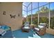 Inviting screened patio with comfortable seating and a peaceful backyard view at 121 Fitzgerald Ln, Davenport, FL 33837