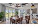 Bright dining room featuring a large dining table and sliding glass doors with scenic views at 1506 Euston Dr, Reunion, FL 34747