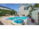 Relaxing backyard boasts a private pool and spa, surrounded by lush landscaping at 1506 Euston Dr, Reunion, FL 34747
