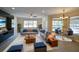 Spacious living room featuring modern furniture, a ceiling fan, and natural light at 3245 Heirloom Rose Pl, Oviedo, FL 32766