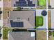 Aerial view featuring solar panels, putting green, trampoline, and above ground pool at 372 Meadow Pointe Dr, Haines City, FL 33844