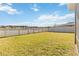 The large backyard is fully fenced and offers a serene view of the community lake at 1654 Chatsworth Cir, St Cloud, FL 34771