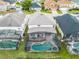 Aerial view of the home's screened in pool with a built in spa at 283 Willow View Dr, Davenport, FL 33896