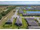 Aerial shot capturing a home with a screened lanai and manicured landscaping amidst a serene lakeside community at 307 Bella Cortina Dr, Kissimmee, FL 34759