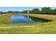 Scenic view of the serene pond, complemented by lush landscaping and a peaceful community setting at 307 Bella Cortina Dr, Kissimmee, FL 34759